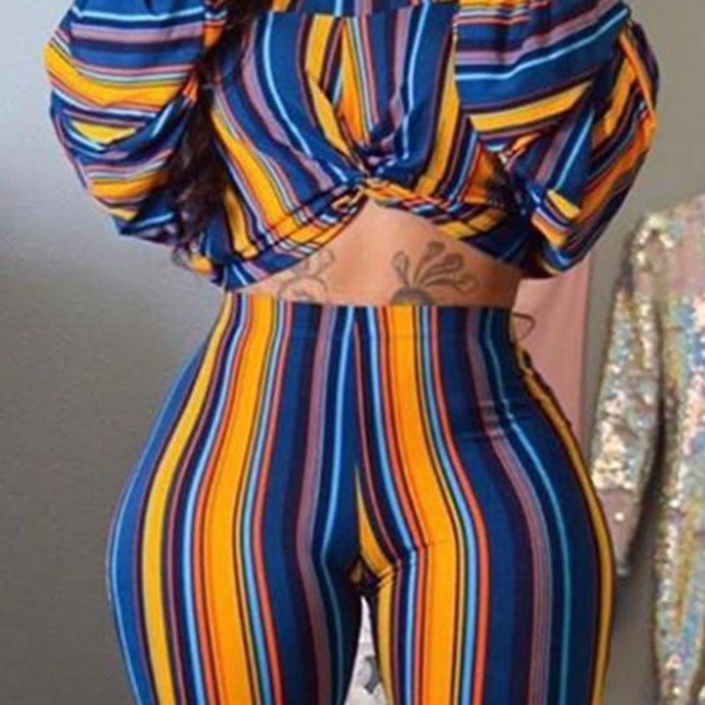 Striped Multicolor Two-Piece Set - Picture 2 of 3